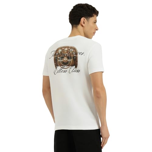 United Colors of Benetton Relaxed Fit Round Neck Graphic Print T-Shirt (Size: 2XL) - 26P3089J3206I101 White