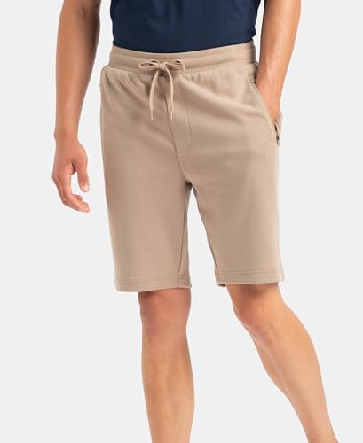 Jockey AM14 Men's Super Combed Cotton Rich Straight Fit Shorts with Zipper Pockets_Desert Taupe_XXL