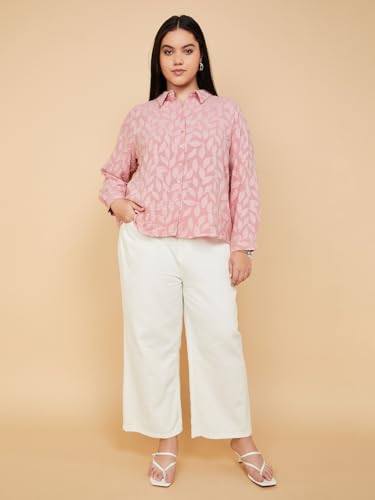 Max Women Textured Regular Fit Shirt (Pink_5XL)