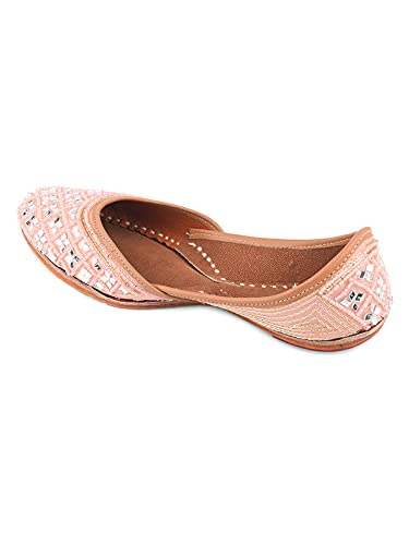 DESI COLOUR Casual Footwear for Womens/Punjabi Jutti/Mojari for Party Peachy Mirror