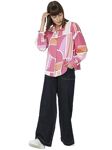 VERO MODA Women Printed Polyester Regular Fit Pink Shirt