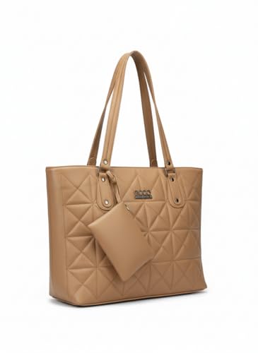 NAZRANA ENTERPRISESQuilted Tote Bag with Pouch, Spacious & Elegant Handbag for Women