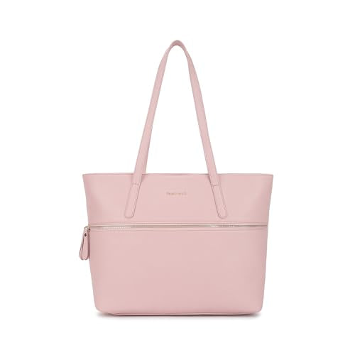Fastrack Casual Laptop Tote Bag For Girls, Large Size With A Zipper Closure And Padded Laptop Compartment, Compatible With Laptops Up To 14 Inches, Double Handle Bag, Pink