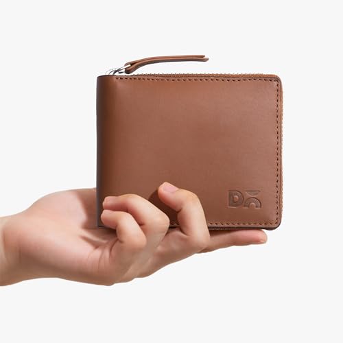 DailyObjects Tan Genuine Leather Zip Around Wallet with Secure Zipper Closure| Multiple Card Holders| Coin Section| Stylish Clutch Purse| Durable Organizer for Cash| Cards| IDs| and Daily Essentials