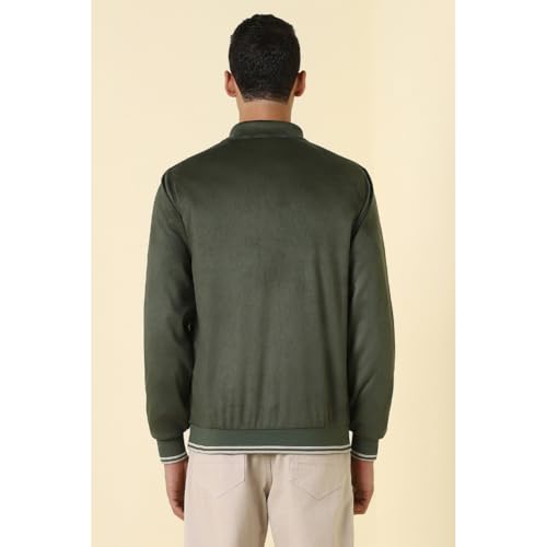 Allen Solly Mens solid varsity jacket with shirt collar