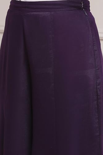 Biba Women Purple Viscose Blend Straight Printed Kurta Pants Set_30
