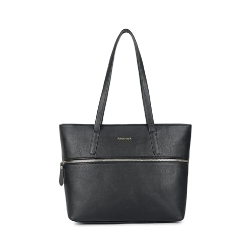 Fastrack Casual Laptop Tote Bag For Girls, Large Size With A Zipper Closure And Padded Laptop Compartment, Compatible With Laptops Up To 14 Inches, Double Handle Bag, Black