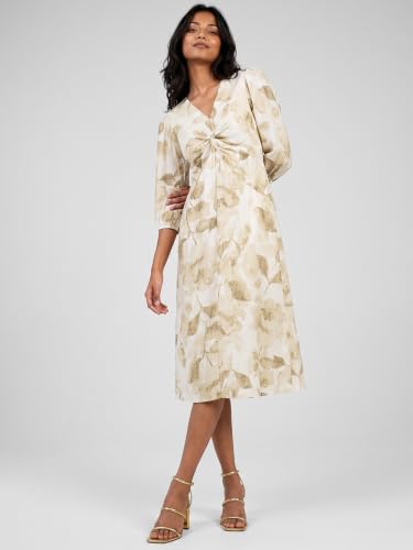 Max Women Printed Midi Dress(White_L)