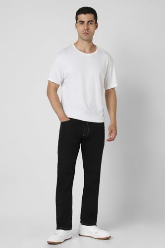 Men Black Dark Wash Jeans