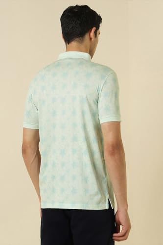 Allen Solly Men Green Print Polo Neck T-Shirt