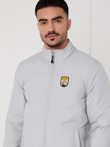 Wildcraft Men Sierra Solid Nylon Blend Collored Casual Quilted Jacket, Full Sleeve - Regular fit, Silver, S