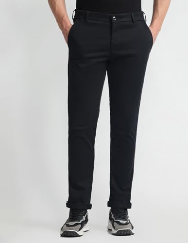 Arrow Slim Fit Cotton Trousers Black