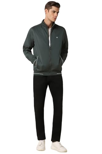 Men Green Solid Full Sleeves Casual Jacket