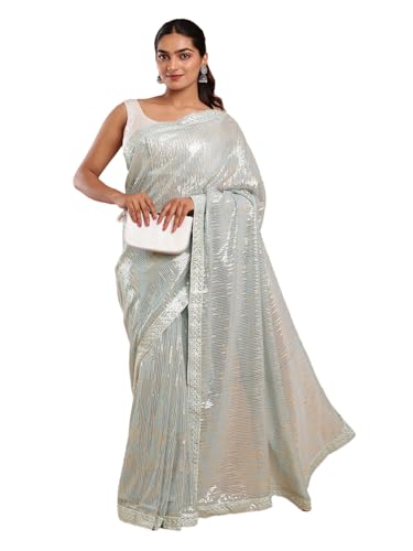 Kalyan Silks Sky Blue Sequence Work Fancy Saree
