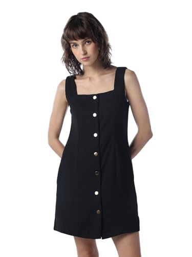 ONLY Women Solid Fit and Flare Black Dress