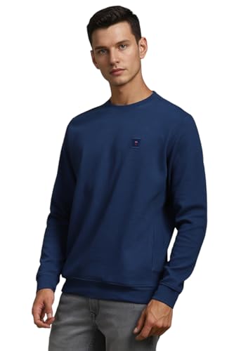 Louis Philippe Men Casual Blue Textured Sweatshirt