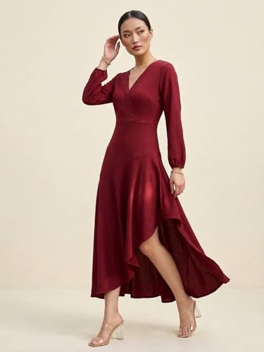 Varanga Modern Edge Dress Maroon