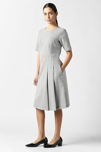 Women Grey Print Knee Length Formal Dress