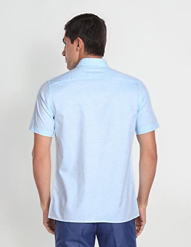 Arrow Men's Plain/Solid Regular Fit Shirt (ARAFSH0202_Blue