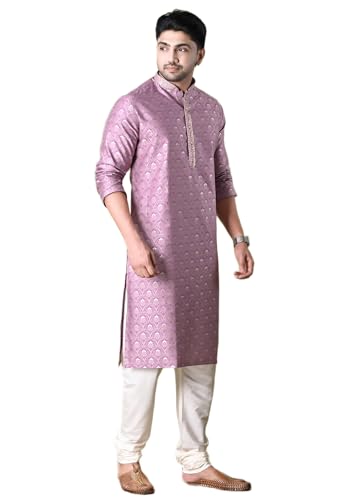 sajindia Men’s Traditional Kurta | Elegant Ethnic Wear for Men | Comfortable Fabric | Festivals, Weddings & Celebrations | Style 228 Pink