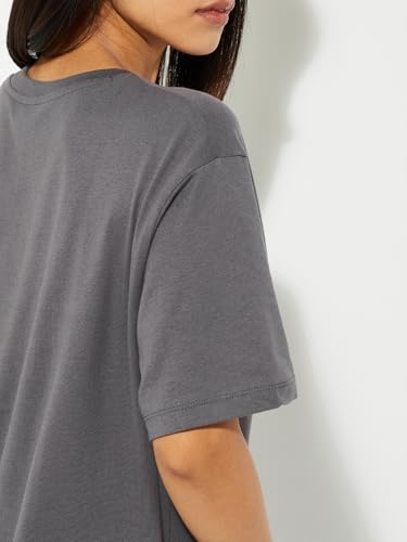 Max URB_N Women Relaxed Fit Graphic T-Shirt (Dark Grey_L)