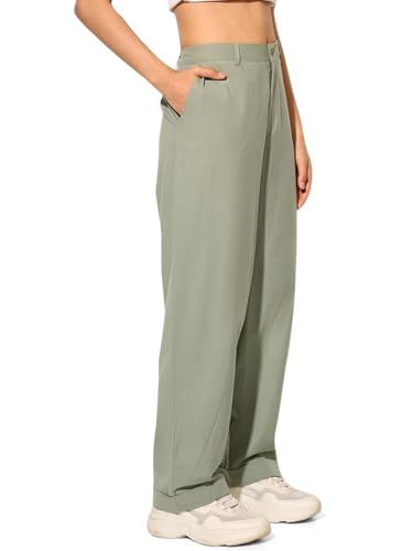 ONLY Women Loose Fit High-Rise Green Pants