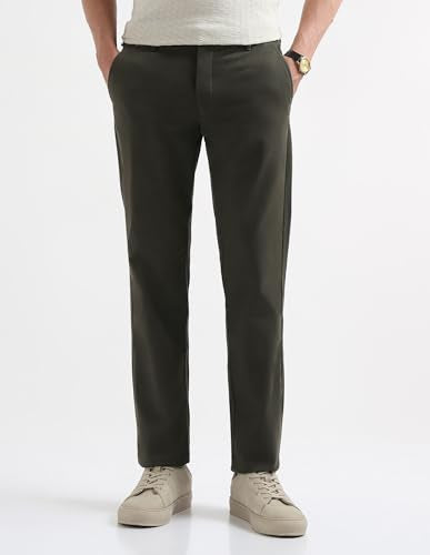 Arrow Sport Men's Twill Air Soft Trousers (ASAKTR2688_Green_32)