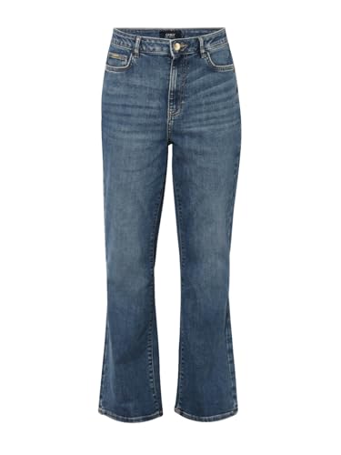 ONLY Women's Solid Flared Mid-Rise Blue Jeans