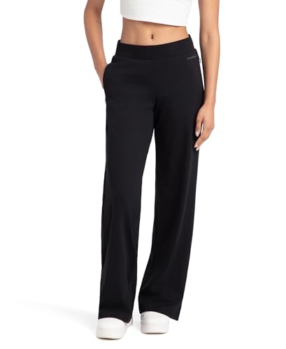 Jockey U102 Women's Super Combed Cotton Rich Relaxed Fit Wide Leg Pants with Zipper Pockets_Black_L