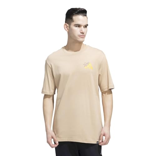 adidas Men M Cheese T Casual T-Shirts, Brown, Medium