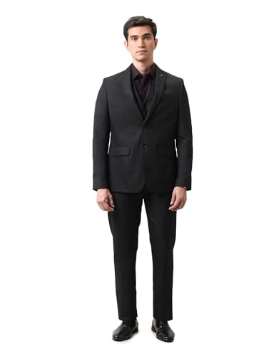 Arrow Men's Polyester Business Suit Pants Set (ARAJSU5569_Black