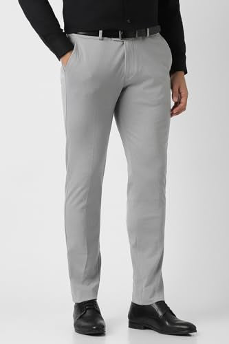 Men Grey Solid Formal Trousers
