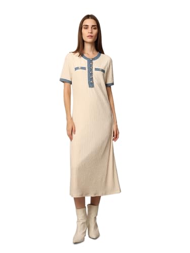 ONLY Women's Regular Fit Beige Dress