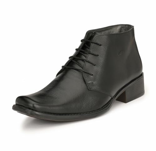 HITZ Men's Black Leather Derby Formal Ankle Shoes