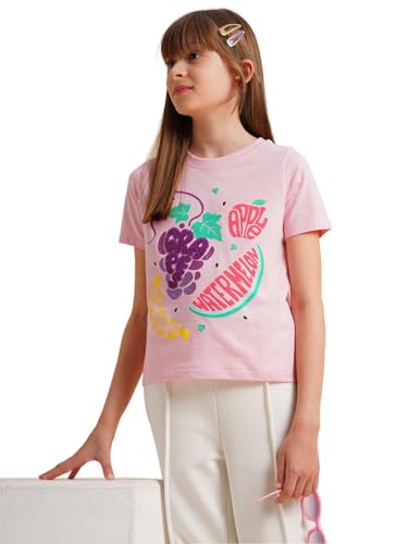 VERO MODA Girl's Regular Fit Pink T-Shirt