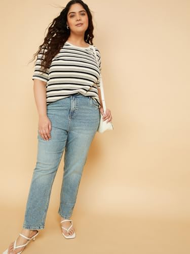 Max Women Washed Straight Fit Jeans (Blue_40)