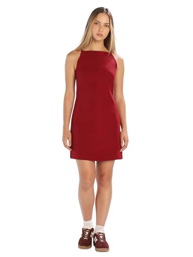 ONLY Women's Solid Slim Fit Red Dress