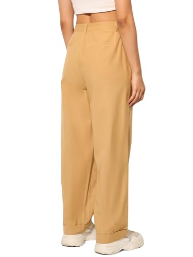 ONLY Women Regular Fit High-Rise Brown Pants