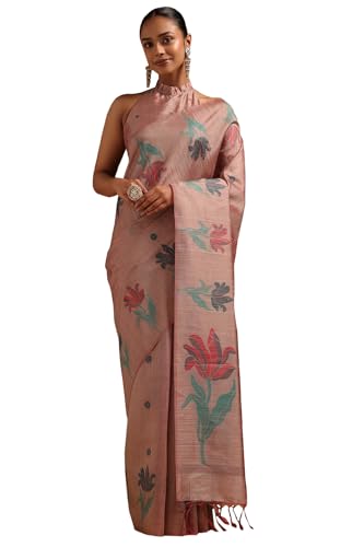 Soch Womens Earth Tussar Woven Design Saree