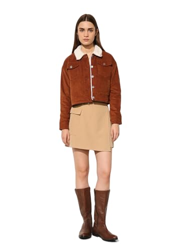 ONLY Women's Solid Regular Fit Brown Jacket