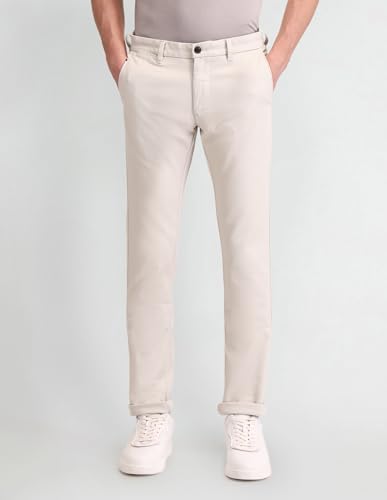 Arrow Sports Men's Slim Casual Pants (ASAITR2456_Beige