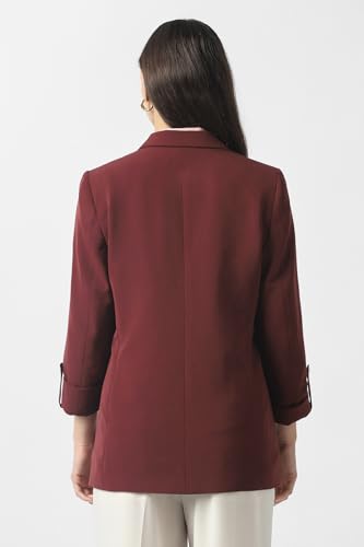Women Maroon Solid Blazer
