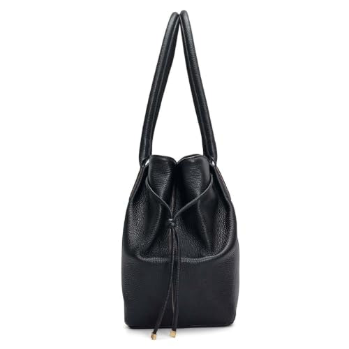 Da Milano Leather Satchel Bag for Women - Black (LB-02104)