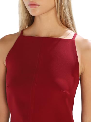 ONLY Women's Solid Slim Fit Red Dress