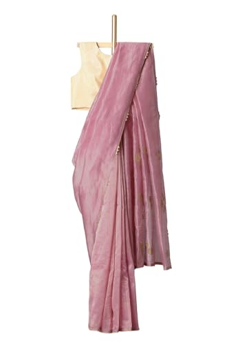 Taneira Pink Silk Cotton Embroidered Saree Zari Border Unstitched Blouse Piece Party Woman Women Wedding Haldi Designer Traditional Fashion Bridal Festival Ethnic
