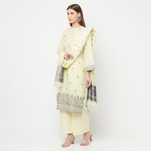 AFSA Women Summer Wear Organic Cotton Woven Design Unstitched Dress Material With Dupatta