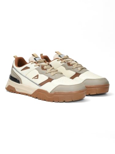 Impakto Shoegardaddy Men’s Sneaker | Lightweight Casual Shoes for Gym, Walking & Casual Outing | Anti-Skid Sole & Soft Cushioned Insole | Low Top Sneakers Beige