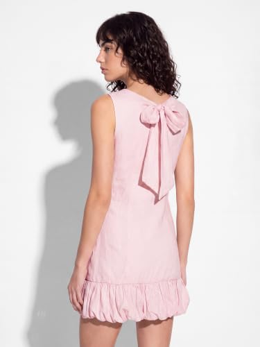 Max Women Solid Bubble Hem Dress (Pink_XXL)
