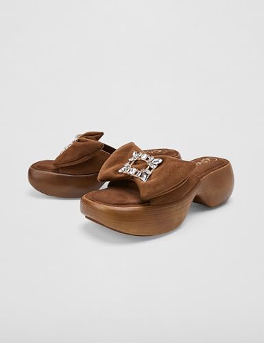 Catwalk Women Stylised Open Back Wedges | For Women & Girls (BROWN,8 UK)