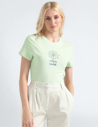 Tommy Hilfiger Womens Green Color T-Shirt (M)